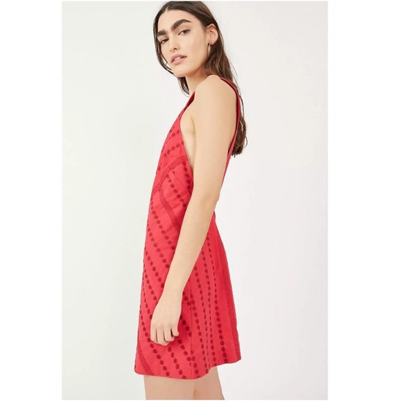 Free People! Juni Embroidered Backless Halter Mini Dress in Strawberry Spritz - Picture 4 of 9